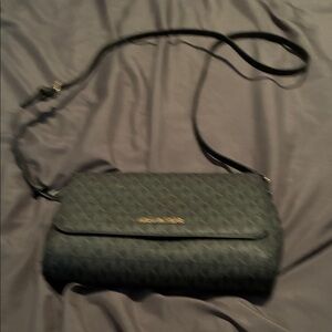 Michael Kors Black Logo-Print Quilted Crossbody Bag